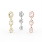 Sterling Silver Diamond Earrings — 3 COLOR