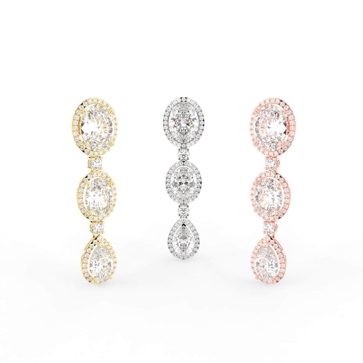 Sterling Silver Diamond Earrings — 3 COLOR