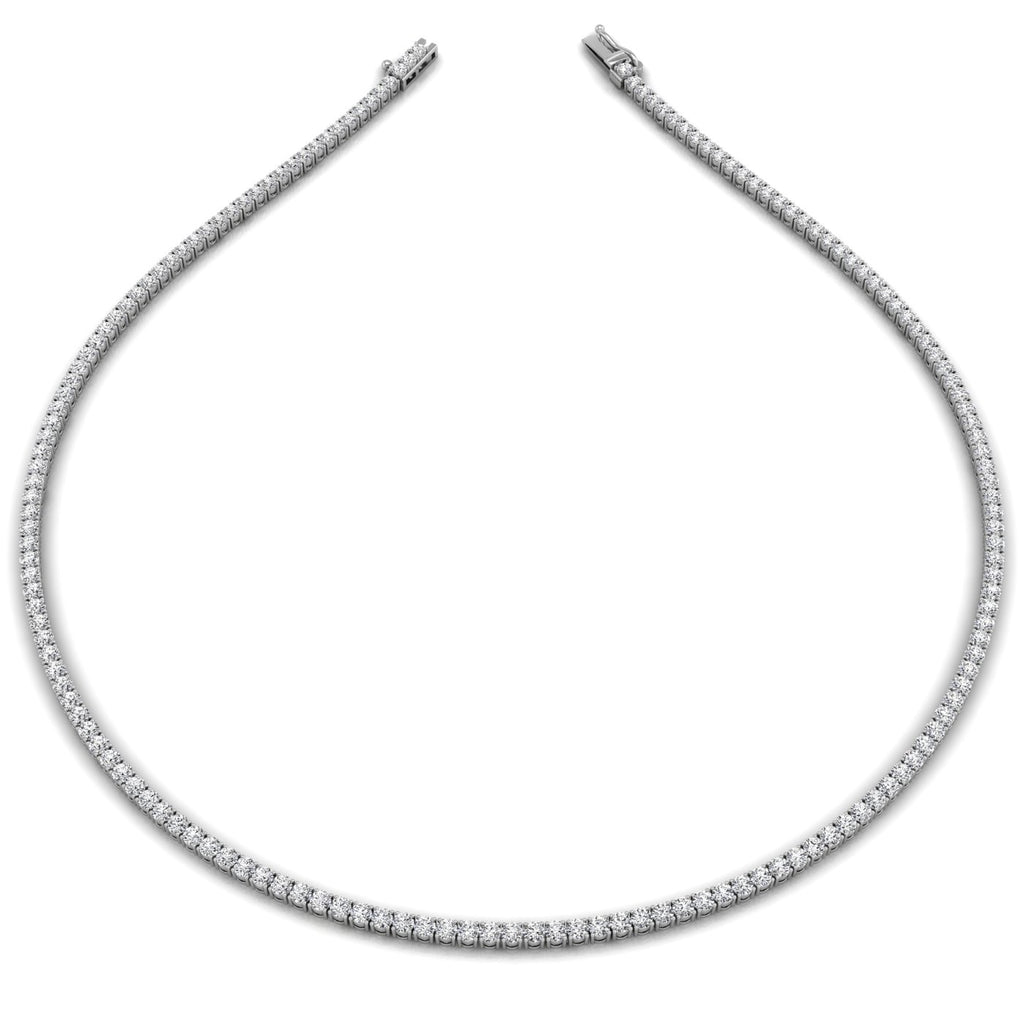18K Round Brilliant Tennis Diamond Necklace — TOP