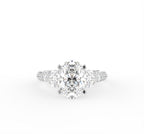 18K Oval Shoulder Set Diamond Engagement Ring — TOP