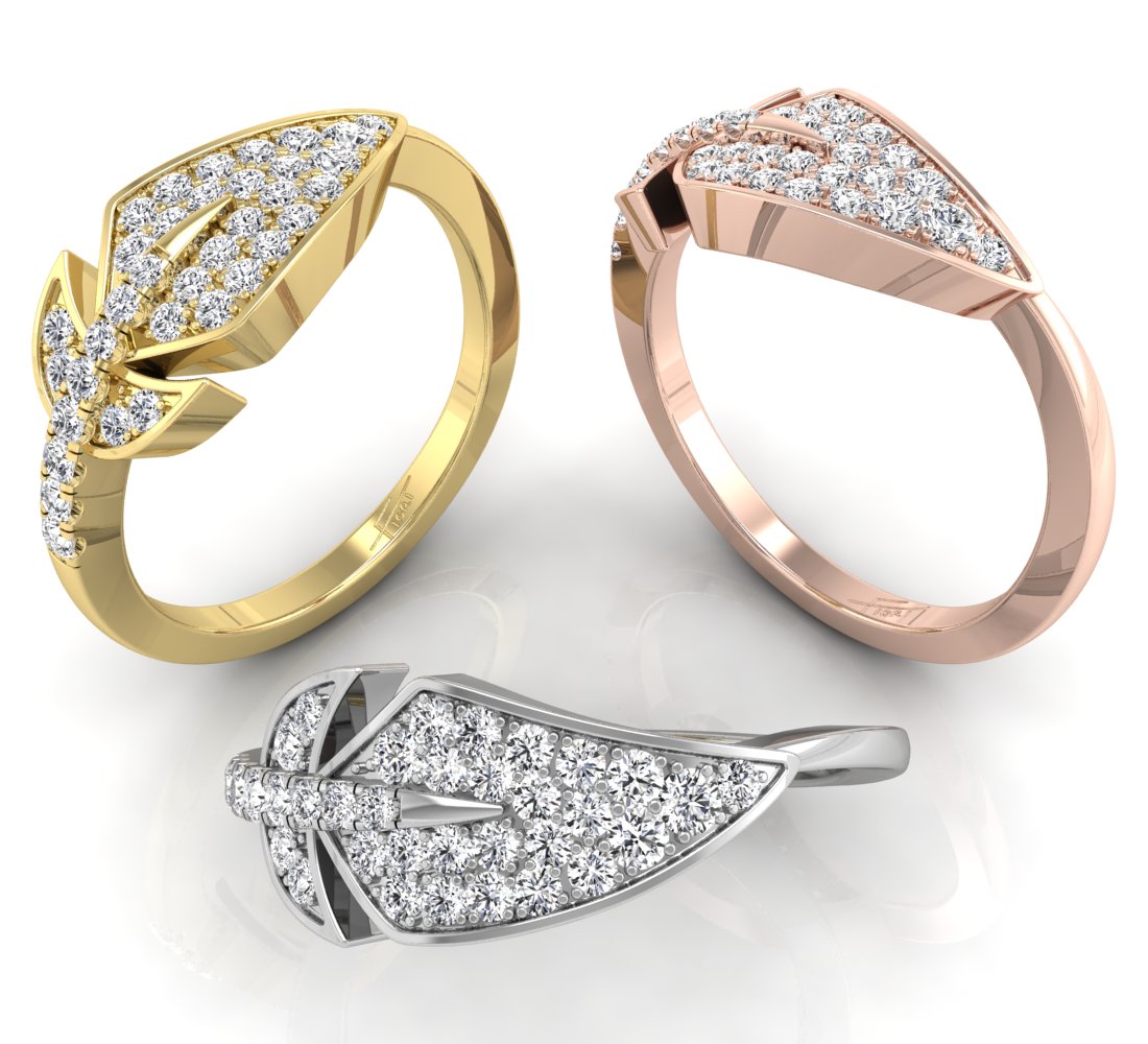 18K White Gold Bespoke Round Diamond Ring — 3 COLOR