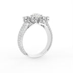 18K Floral Halo Diamond Ring — 3D VIEW