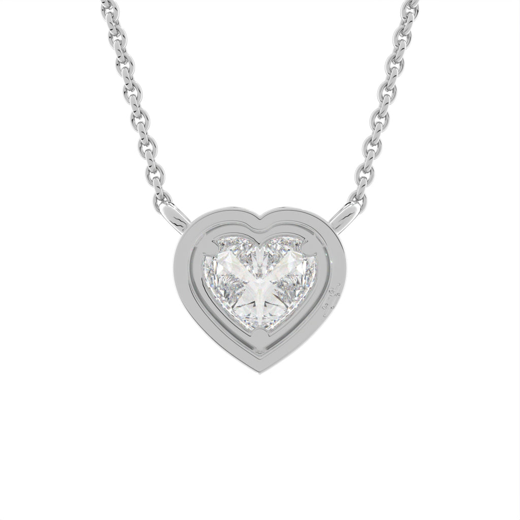 18K Halo Heart Diamond Pendant — BACK