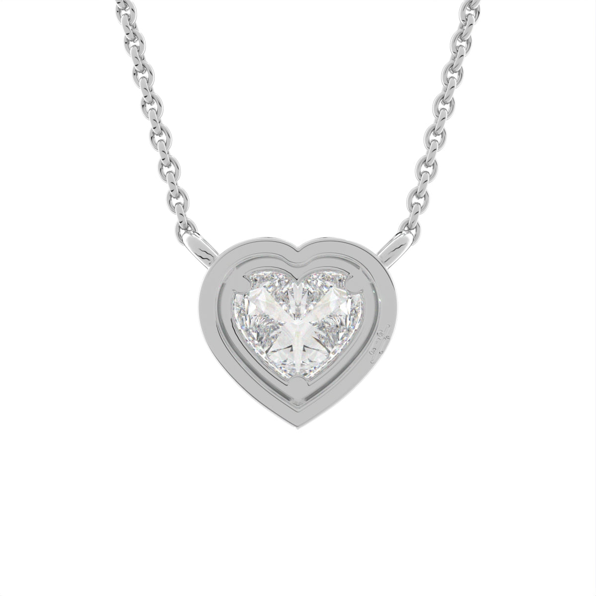 18K Halo Heart Diamond Pendant — BACK