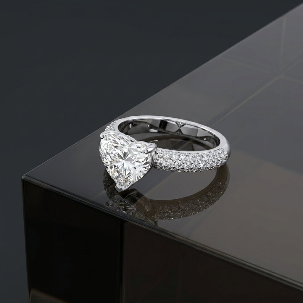 18K Solitaire Heart Diamond Engagement Ring
