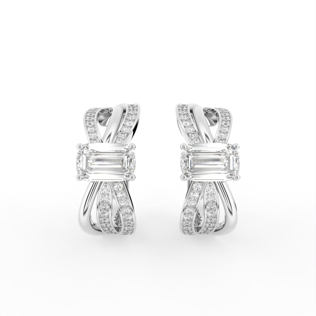 14K White Gold Baguette Diamond Earrings — TOP