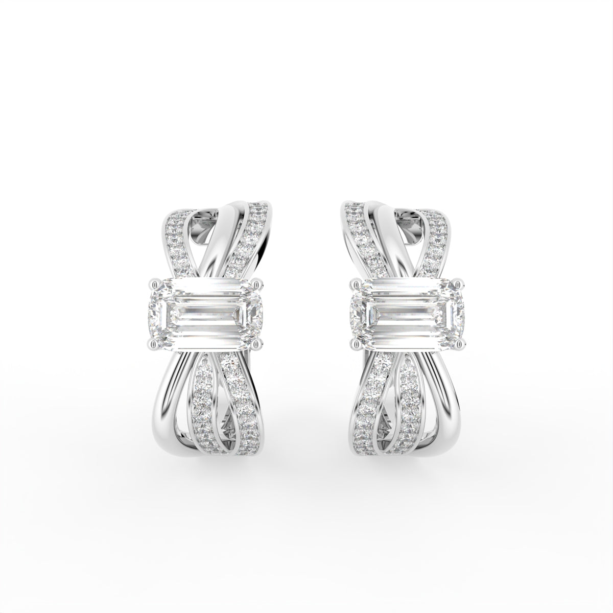 14K White Gold Baguette Diamond Earrings — TOP