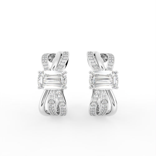 14K White Gold Baguette Diamond Earrings — TOP