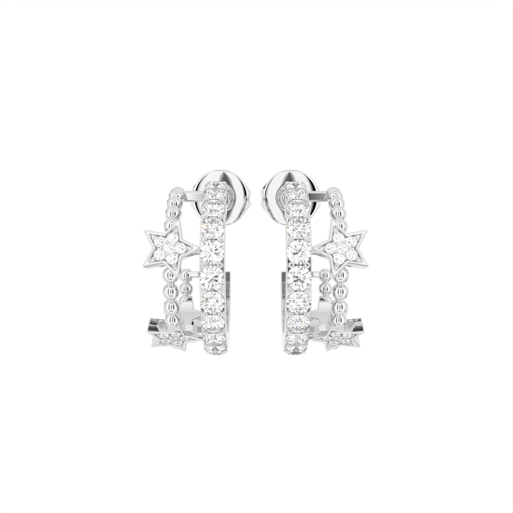 18K Crescent Moon and Stars Diamond Earrings — TOP