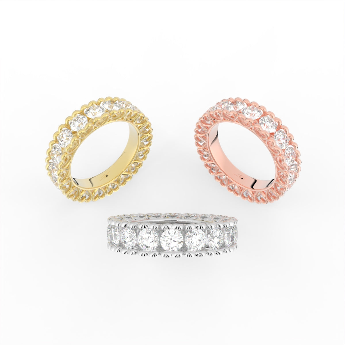 Sterling Silver Round Diamond Ring — 3 COLOR