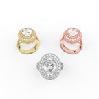 Sterling Silver Oval Diamond Ring — 3 COLOR