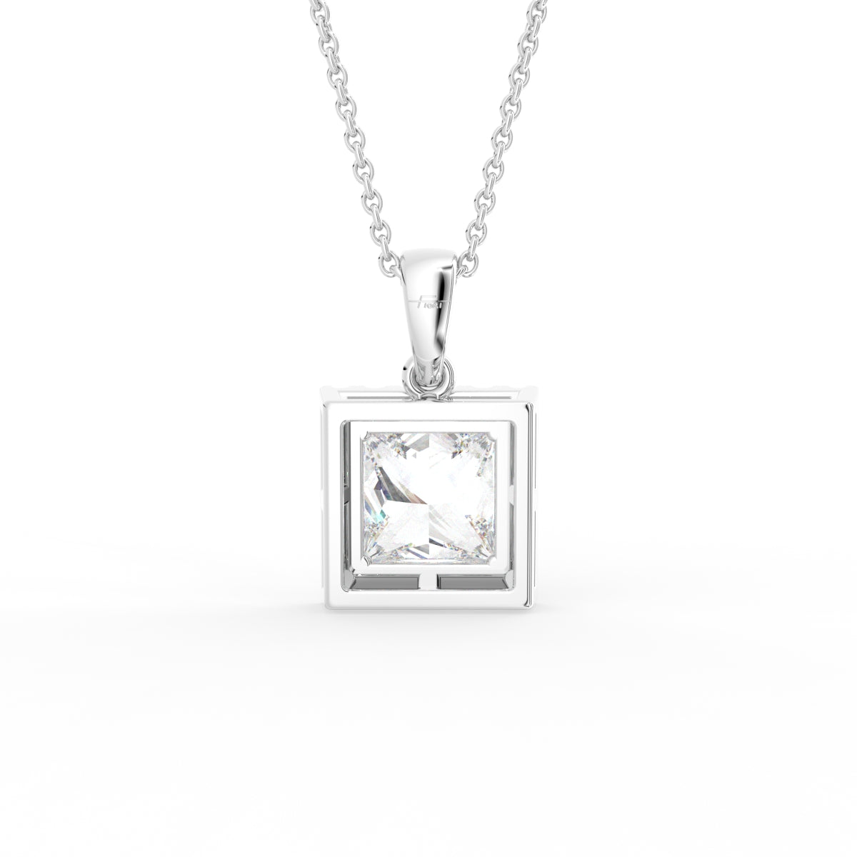 18K Halo Diamond Pendant — BACK