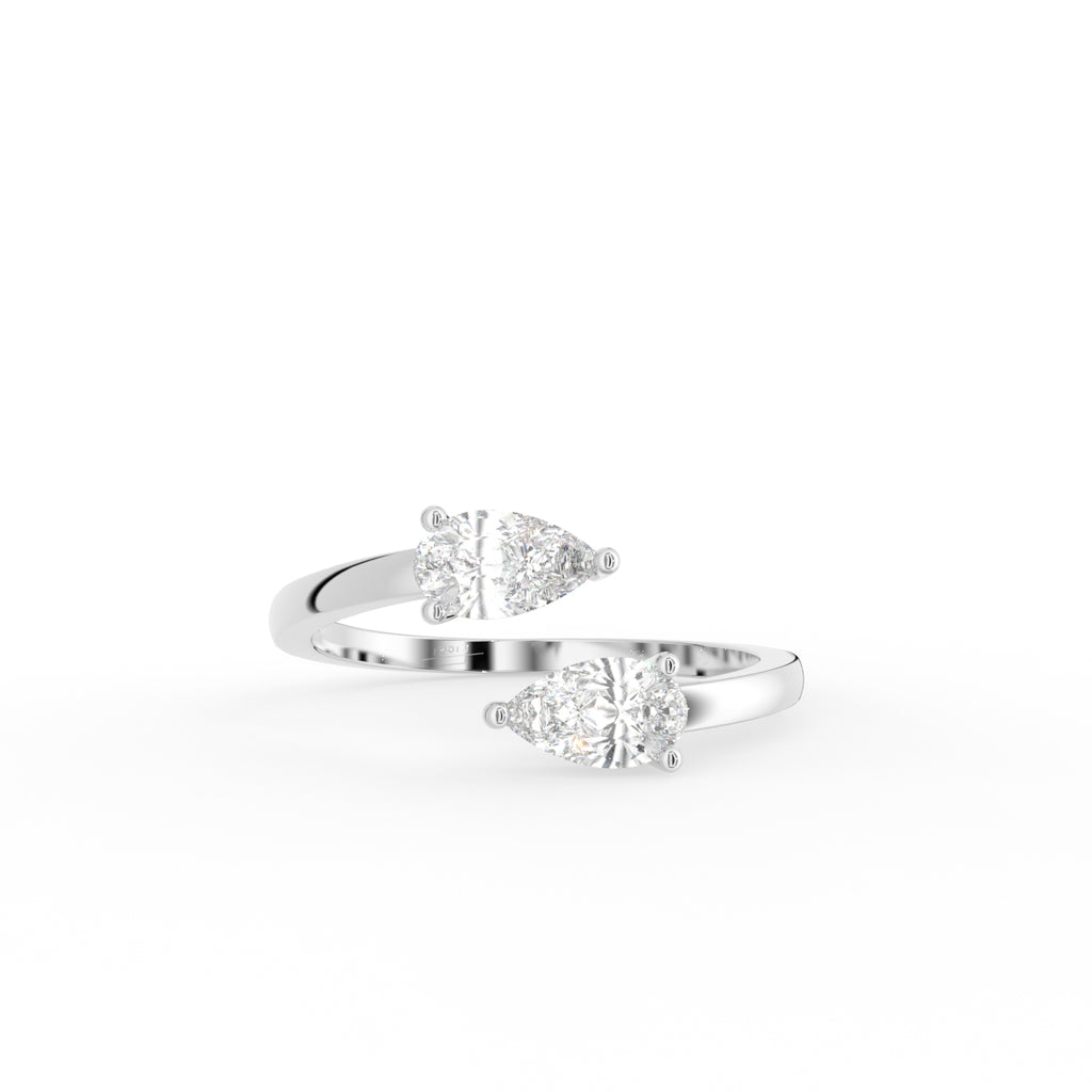 18K Bespoke Pear Diamond Ring — TOP