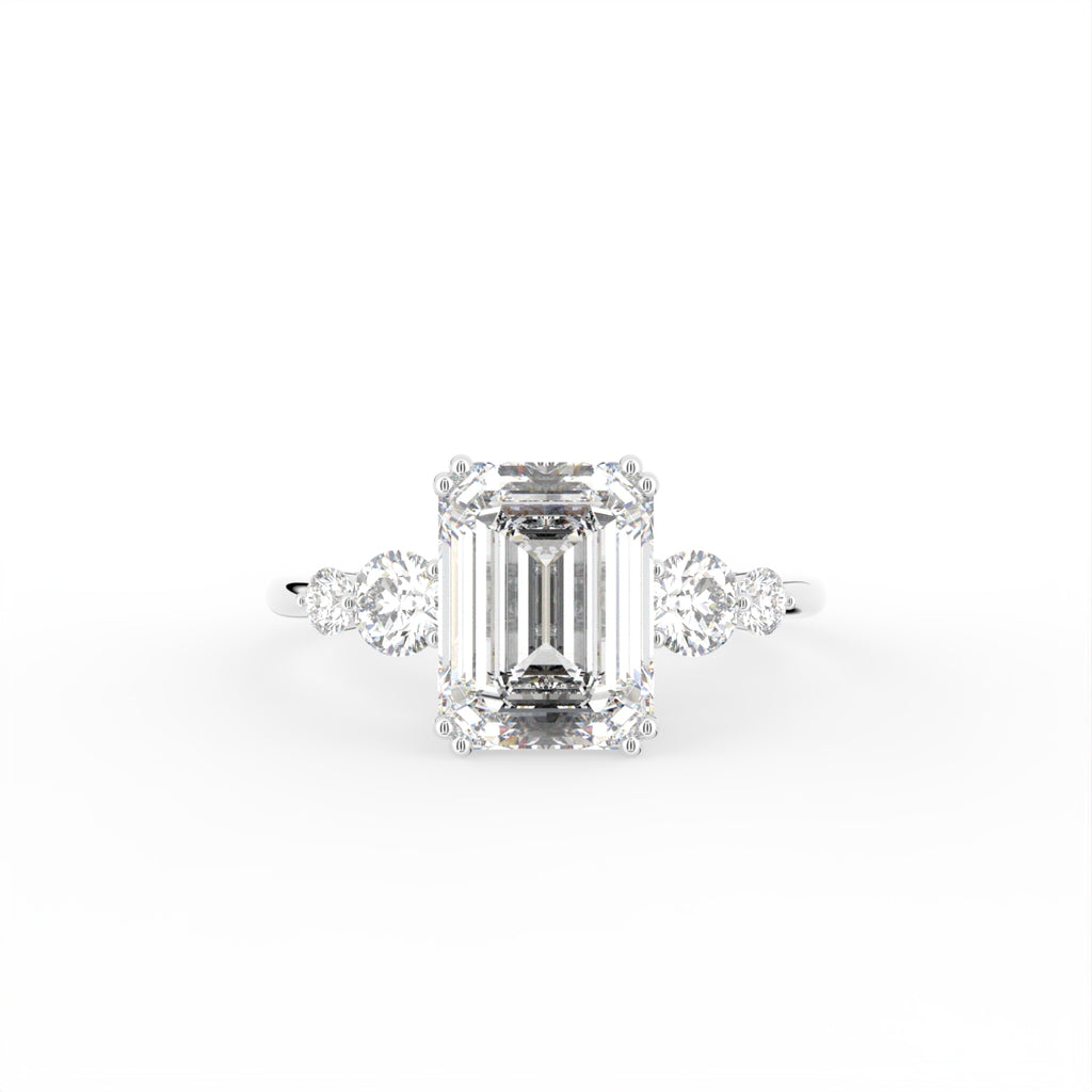 18K Bespoke Emerald Cut Diamond Engagement Ring — TOP