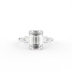 18K Bespoke Emerald Cut Diamond Engagement Ring — TOP