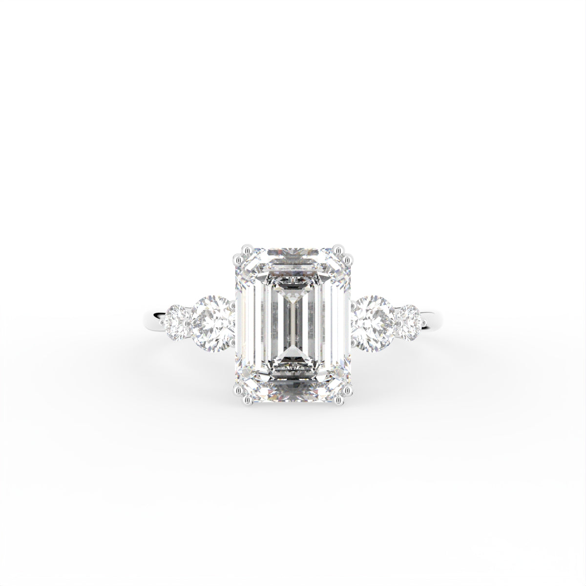 18K Bespoke Emerald Cut Diamond Engagement Ring — TOP