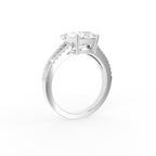 18K White Gold Solitaire Crisscut Emerald Diamond Ring — 3D VIEW