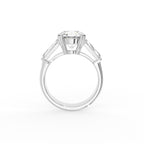 18K White Gold Trilogy Round Diamond Engagement Ring — FRONT