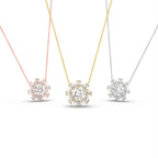 18K White Gold Flower Diamond Pendant — 3 COLOR
