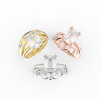 Sterling Silver Radiant Diamond Ring — 3 COLOR