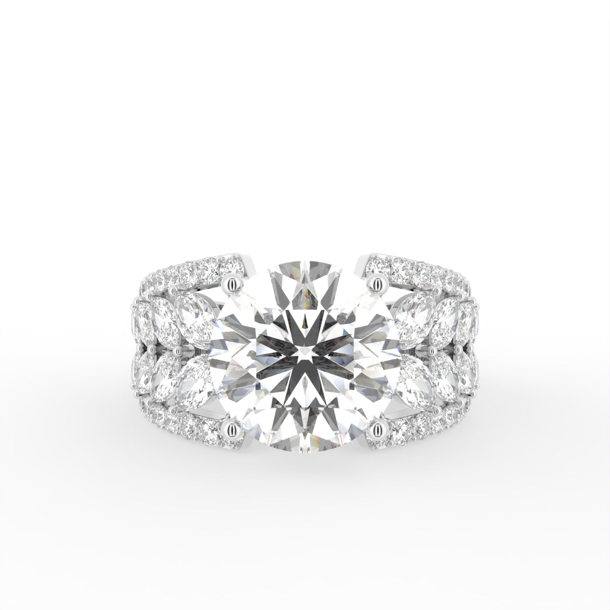 18K White Gold Solitaire Round Diamond Engagement Ring — TOP