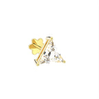 14K White Gold Triangle Cut Diamond Piercing Earrings — 3D VIEW