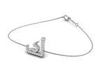18K White Gold Arabic Alphabet Round Diamond Bracelet — 3D VIEW