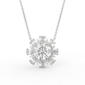 18K White Gold Flower Diamond Pendant — FRONT
