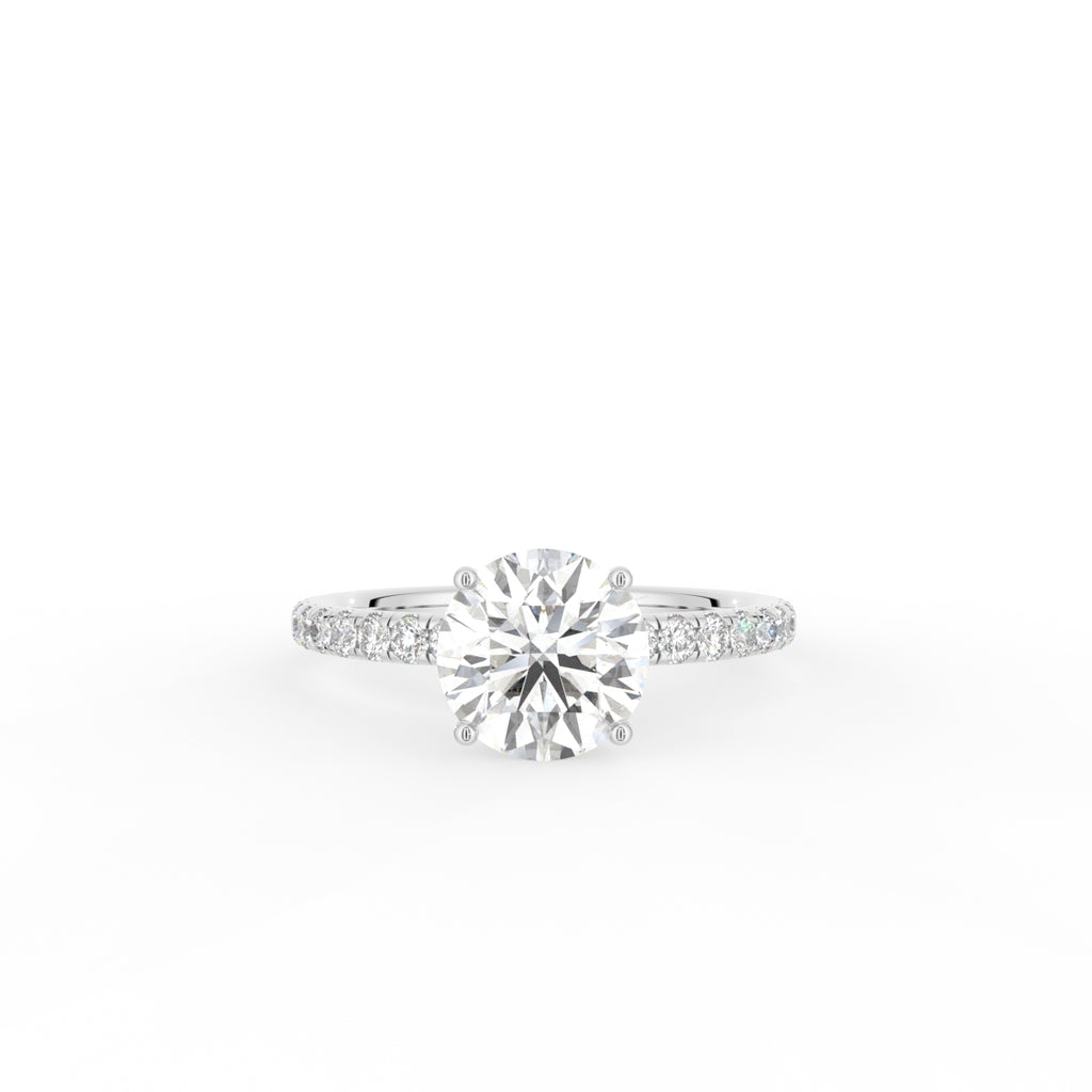 18K Solitaire Round Diamond Engagement Ring — TOP