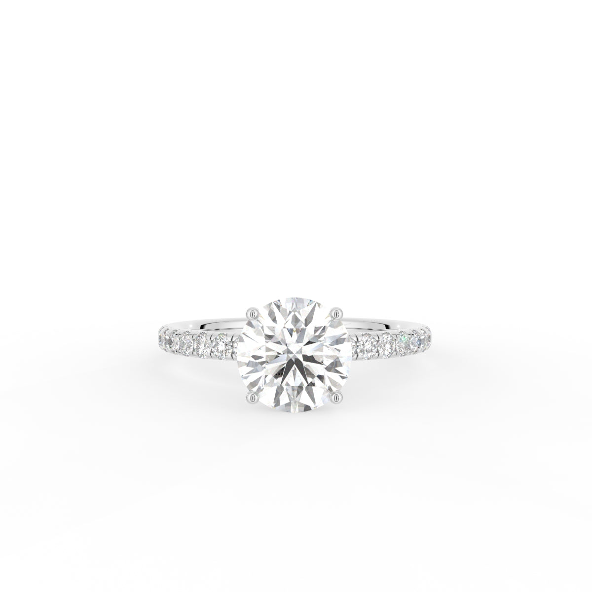 18K Solitaire Round Diamond Engagement Ring — TOP