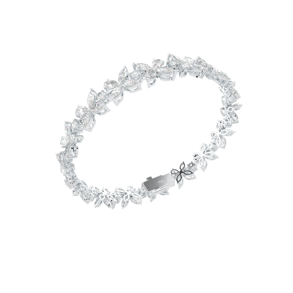 14K White Gold Marquise Diamond Bracelet — 3D VIEW