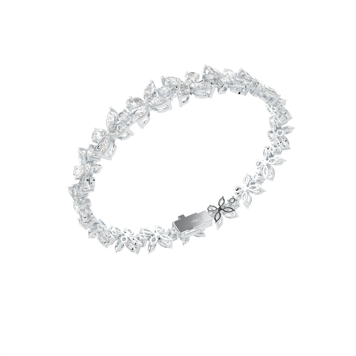 14K White Gold Marquise Diamond Bracelet — 3D VIEW