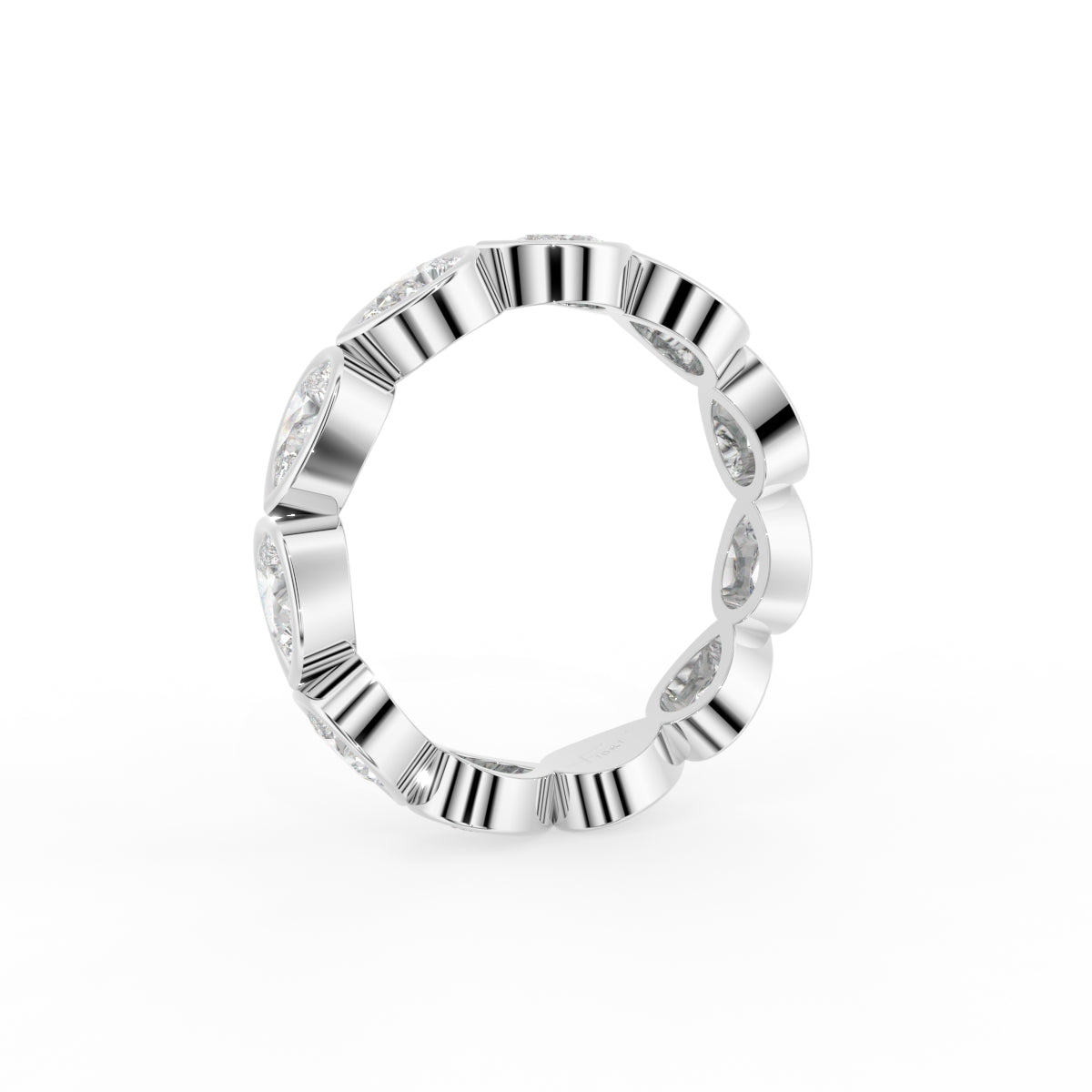 vimg:FJ6072|vimg:FJ6073|18K Eternity Pear Diamond Ring — 3D VIEW