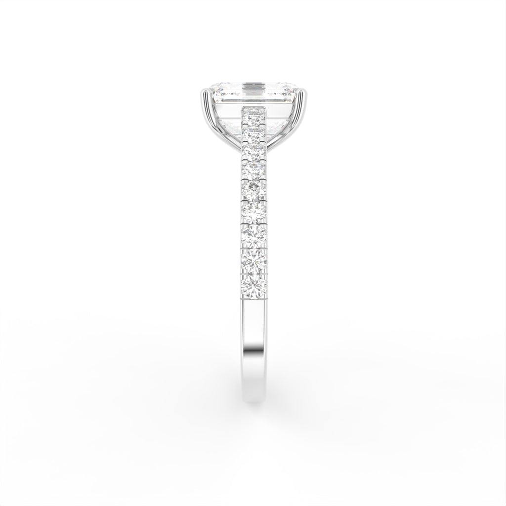 18K White Gold Emerald Diamond Ring — SIDE