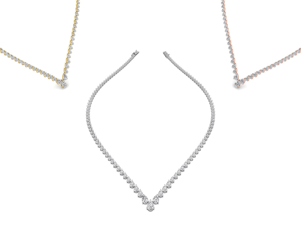 18K Oval Diamond Collar Necklace — 3 COLOR