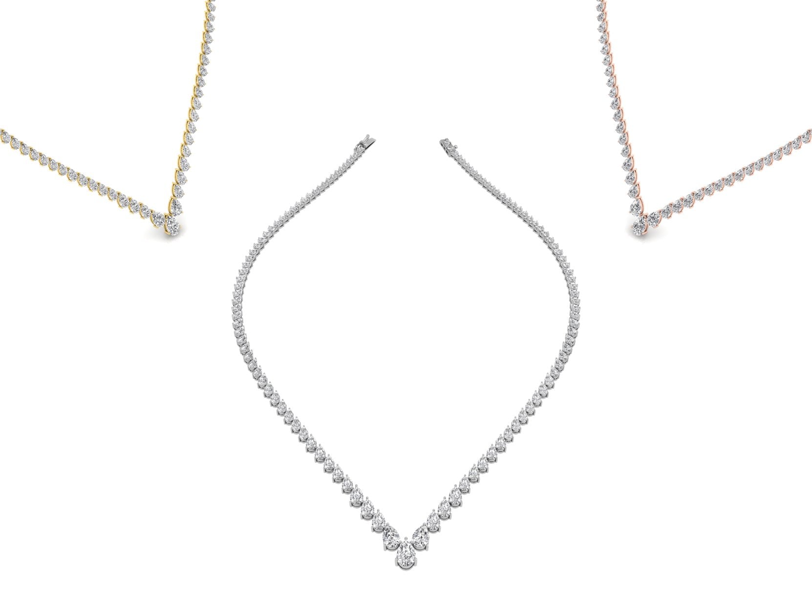 18K Oval Diamond Collar Necklace — 3 COLOR