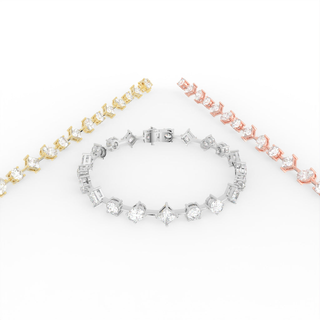 18K Mixed-Cut Diamond Bracelet — 3 COLOR
