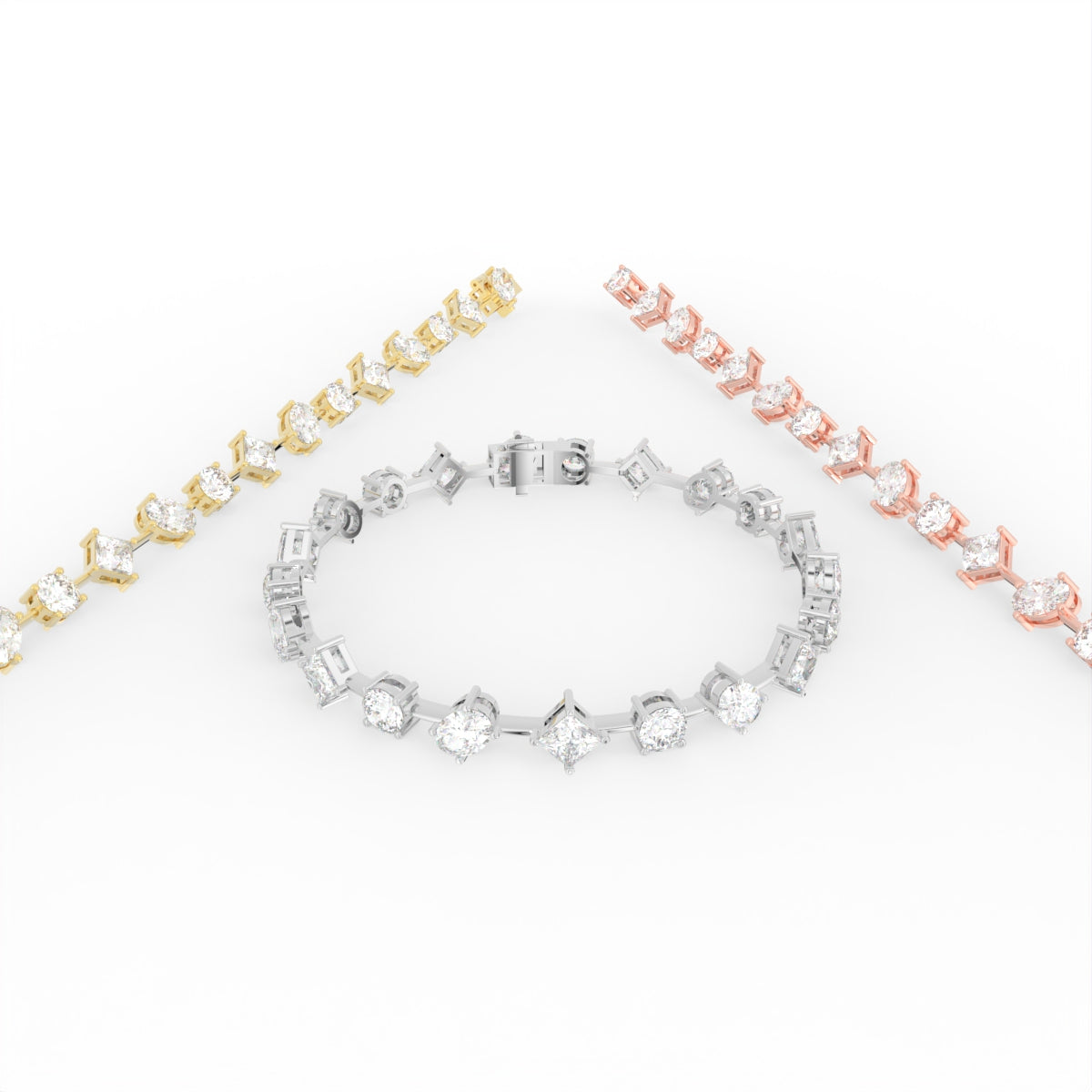 18K Mixed-Cut Diamond Bracelet — 3 COLOR