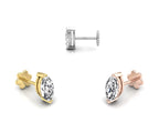 18K Marquise Diamond Piercing Stud Earrings — 3 COLOR