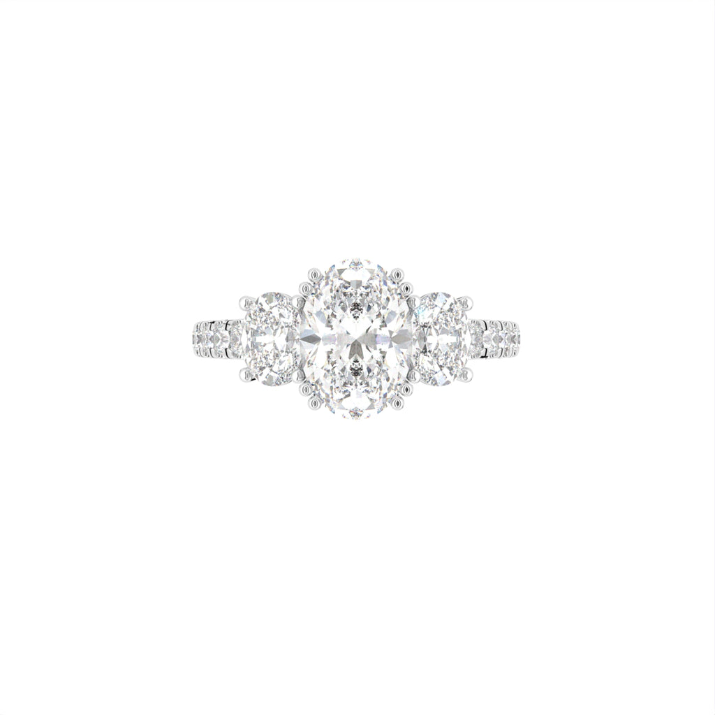 18K Trilogy Oval Diamond Ring — TOP