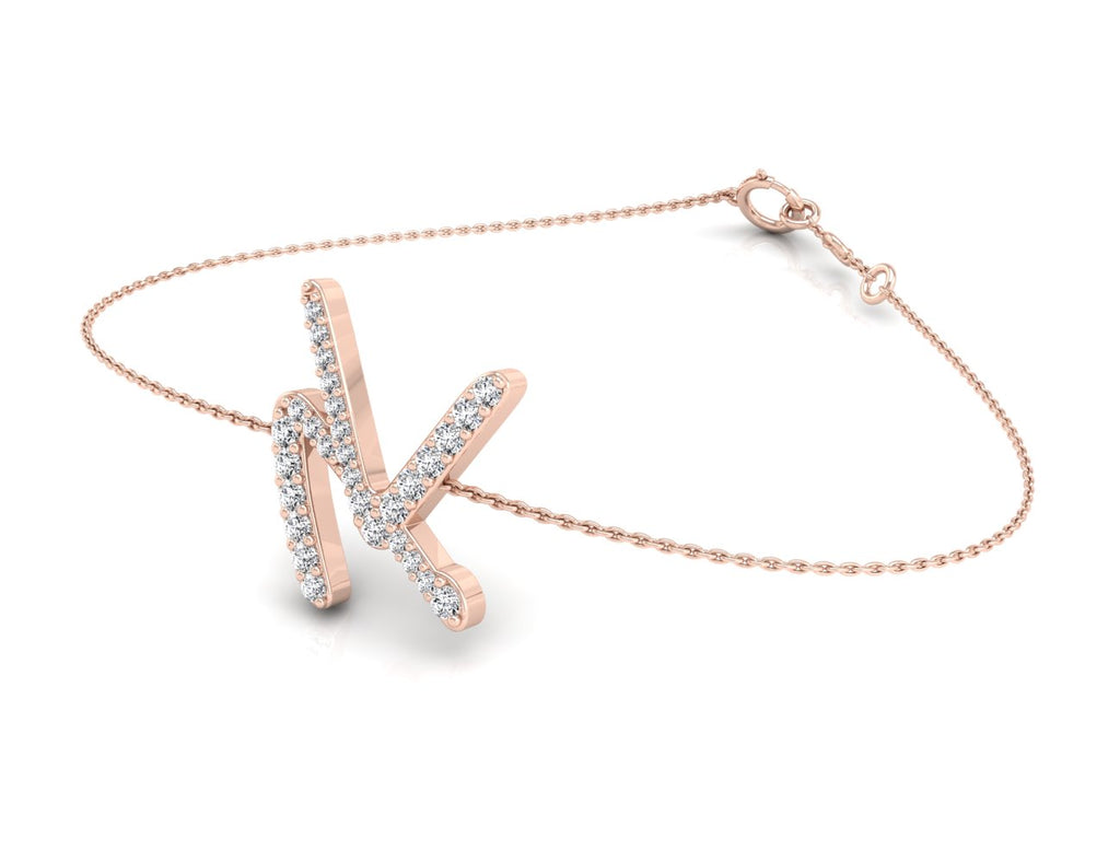 18K Alphabet Diamond Bracelet — 3D VIEW
