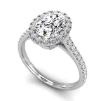 18K Halo Oval Diamond Ring — 3D VIEW