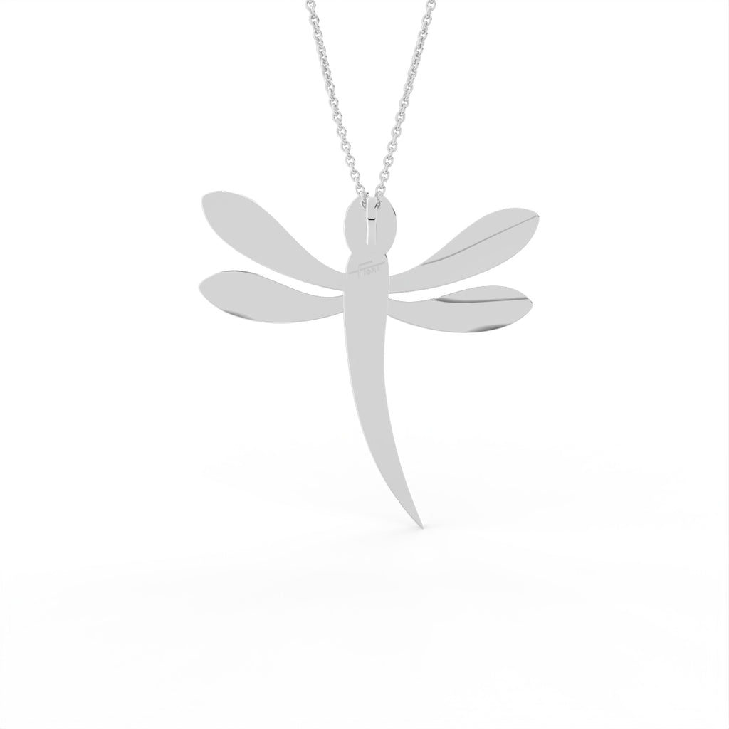 18K Dragonfly Diamond Pendant — BACK