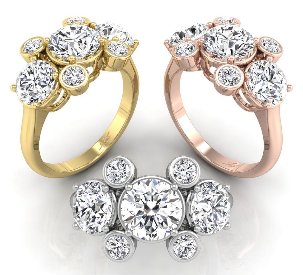18K Bespoke Round Diamond Cocktail Ring — 3 COLOR