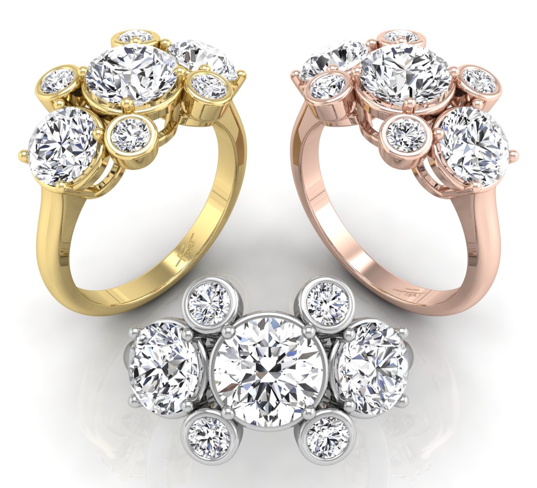 18K Bespoke Round Diamond Cocktail Ring — 3 COLOR
