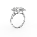 18K White Gold Halo Radiant Diamond Engagement Ring — 3D VIEW