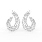 18K Floral Diamond Hoop Earrings — TOP