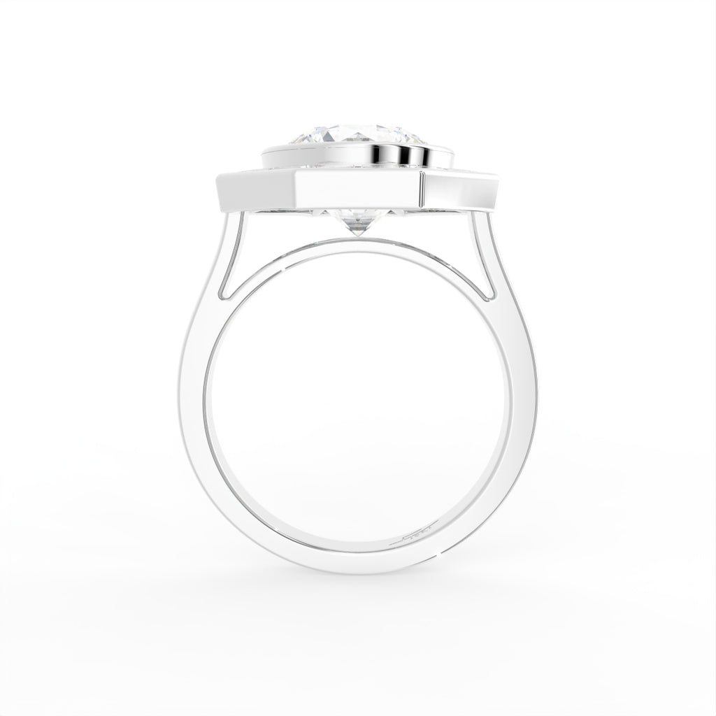 18K Bespoke Round Diamond Halo Ring — FRONT