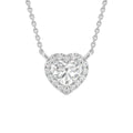 18K Halo Heart Diamond Pendant — FRONT