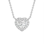 18K Halo Heart Diamond Pendant — FRONT